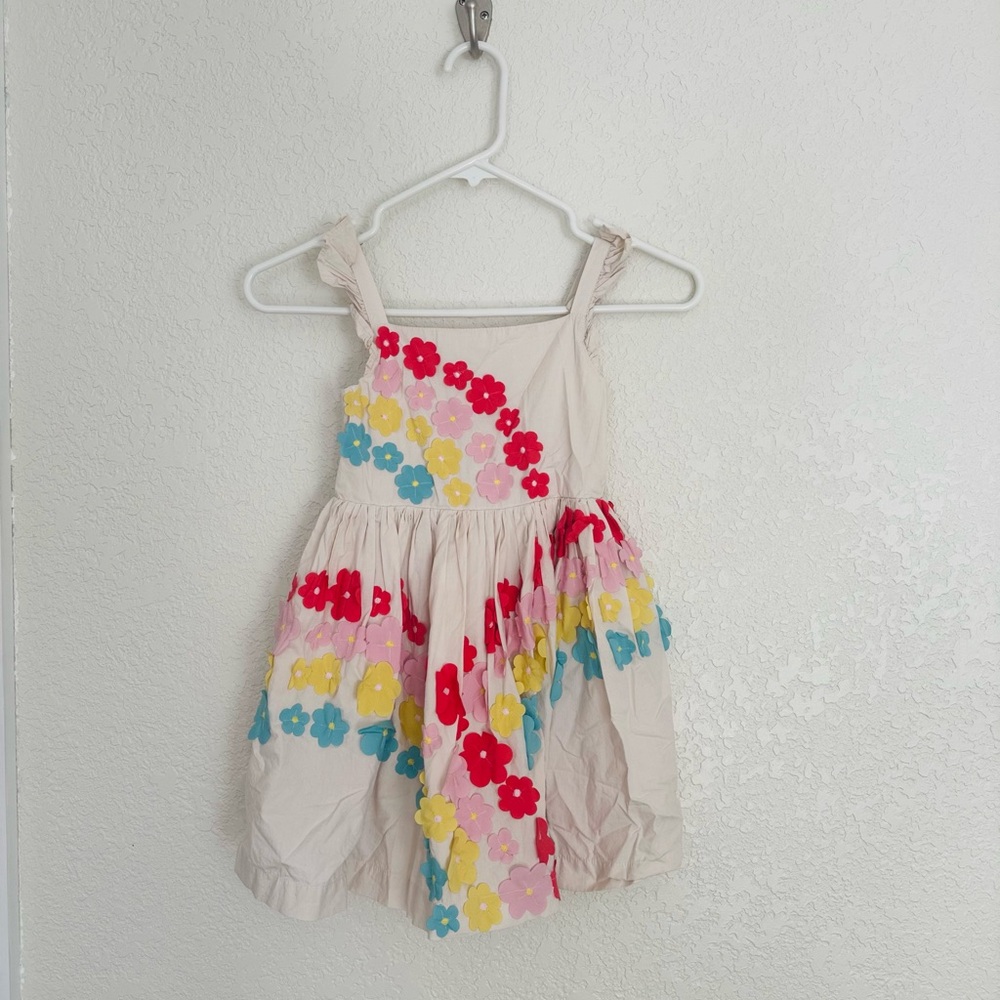 Mini Boden Floral Kids Dress - Cream with Multicolor Flowers